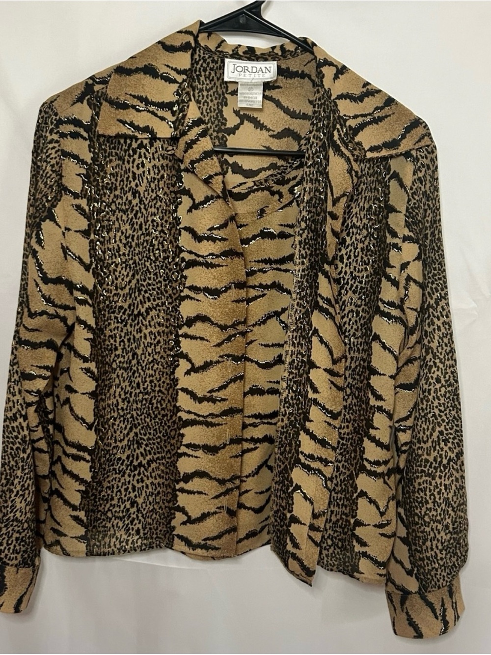 Jordan Petites Animal Print Button-Up Blouse & Tank Set Women’s Small